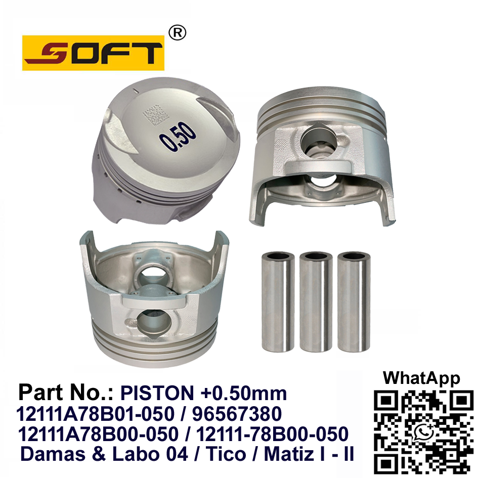 Piston +0.50mm 12111A78B01-050 / 96567380 / 12111A78B00-050 / 12111-78B00-050 Chevrolet 0.8L Matiz I - II 04 / Tico 00 / Daewoo Damas & Labo 04